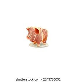 Cartoon pig with bacon texture. Vector illustration