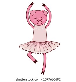 Cartoon pig ballet dancer