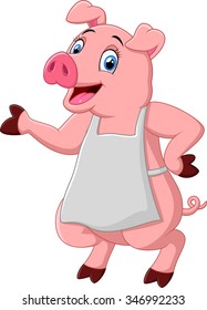 cartoon pig chef waving