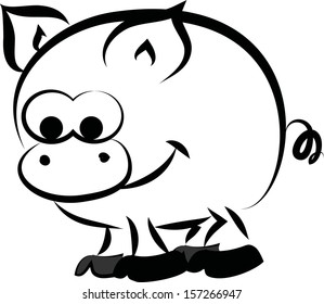 Cartoon pig for coloring - vector
