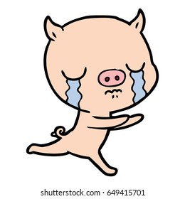 desenho animado porco chorando