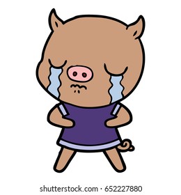 cartoon pig crying