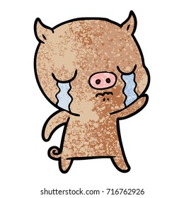 cartoon pig crying waving goodbye
