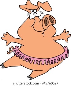 cartoon pig dancing in a tutu