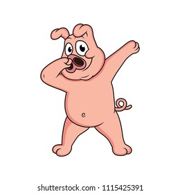 cartoon pig is doing dubbing