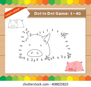 Cartoon Pig. Dot to dot educational game for kids