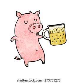 Kartoonschwein trinkt ein Pint Bier