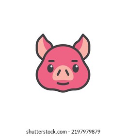 Cartoon Pig Face Filled Outline Icon, Line Vector Sign, Linear Colorful Pictogram Isolated On White. Symbol, Logo Illustration. Vector Graphics