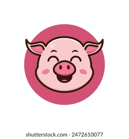 Cartoon Schwein Gesicht Happy Smile Vektorgrafik Design Vorlage