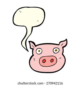 caricatura de cerdo con burbuja de habla