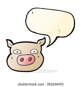 cartoon pig face with speech bubble