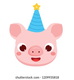 Cartoon pig face. symbol of 2019 chinse new year. vector illustration for calendars and greeting cards