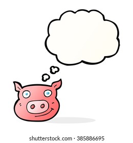 caricatura de cerdo con burbuja de pensamiento