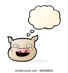 cartoon pig face with thought bubble