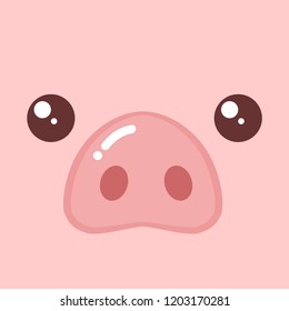 Cartoon pig face. Vector illustration