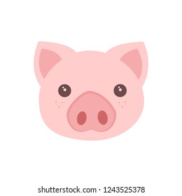 Cartoon pig face. white background. Vector illustration eps 10