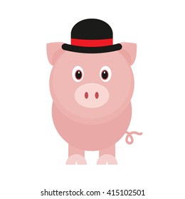 cartoon pig with hat