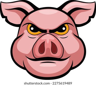 Cartoon pig head mascot design