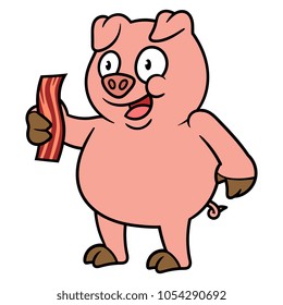 Cartoon Pig Holding Bacon