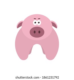 Cartoon pig icon on white background. Vector illustration