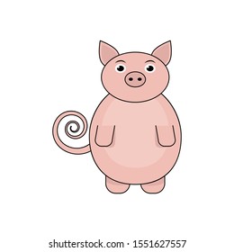 Cartoon pig illustration for design and web.