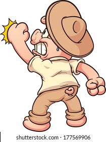 Porco de desenhos animados batendo. Vetor 