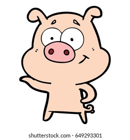 señalamiento de cerdo de dibujos animados