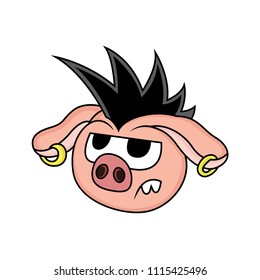 cartoon pig with punk hair