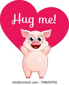 Cartoon pig ready for a hugging