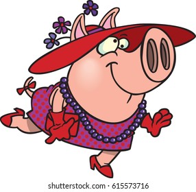 cartoon pig in red hat and gown