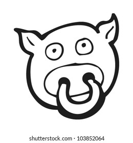 cartoon pig with ring in nose