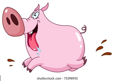 Cartoon pig running