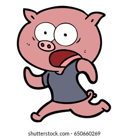 cartoon pig running away