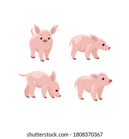 Cartoon pig sketch line icon. Сute animals icons set. Childish print for nursery, kids apparel, poster, postcard, pattern.