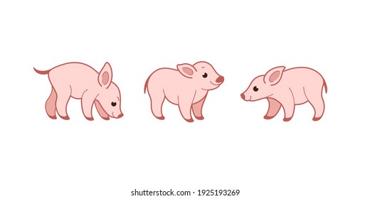 Cartoon pig sketch line icon. Сute animals icons set. Childish print for nursery, kids apparel, poster, postcard, pattern.
