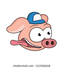 cartoon pig with a small hat