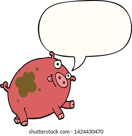cartoon pig with speech bubble