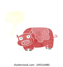 cartoon pig with speech bubble