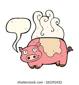 cerdo de dibujos animados con burbuja de habla