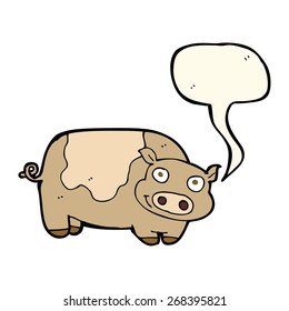 Cartoon-Schwein mit Sprachblase