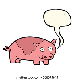 cerdo de dibujos animados con burbuja de habla