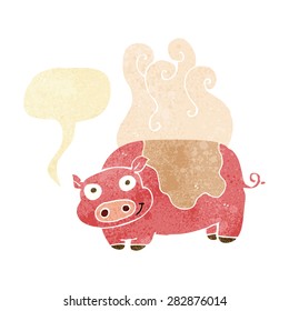 cartoon pig with speech bubble