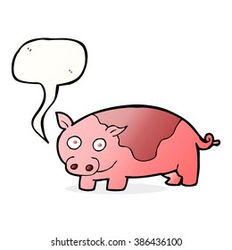 cerdo de dibujos animados con burbuja de habla