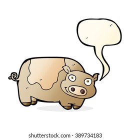 cartoon pig with speech bubble