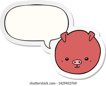 Cartoon-Schwein mit Sprech-Aufkleber