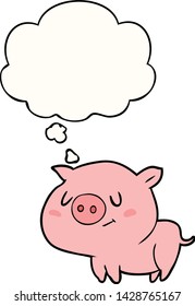 Cartoon-Schwein mit Gedankenblase
