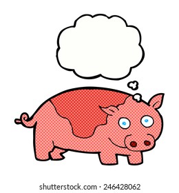 cartoon pig with thought bubble