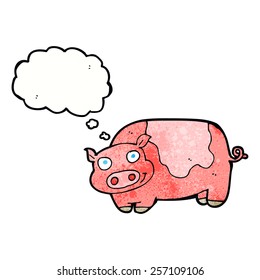 cartoon pig with thought bubble