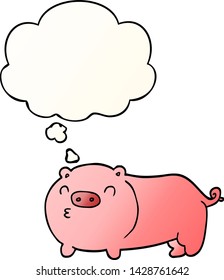 cartoon pig with thought bubble in smooth gradient style