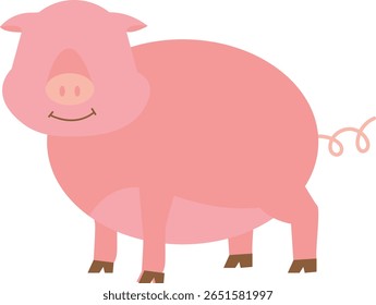 Cartoon Pig Vector Flat Illustration